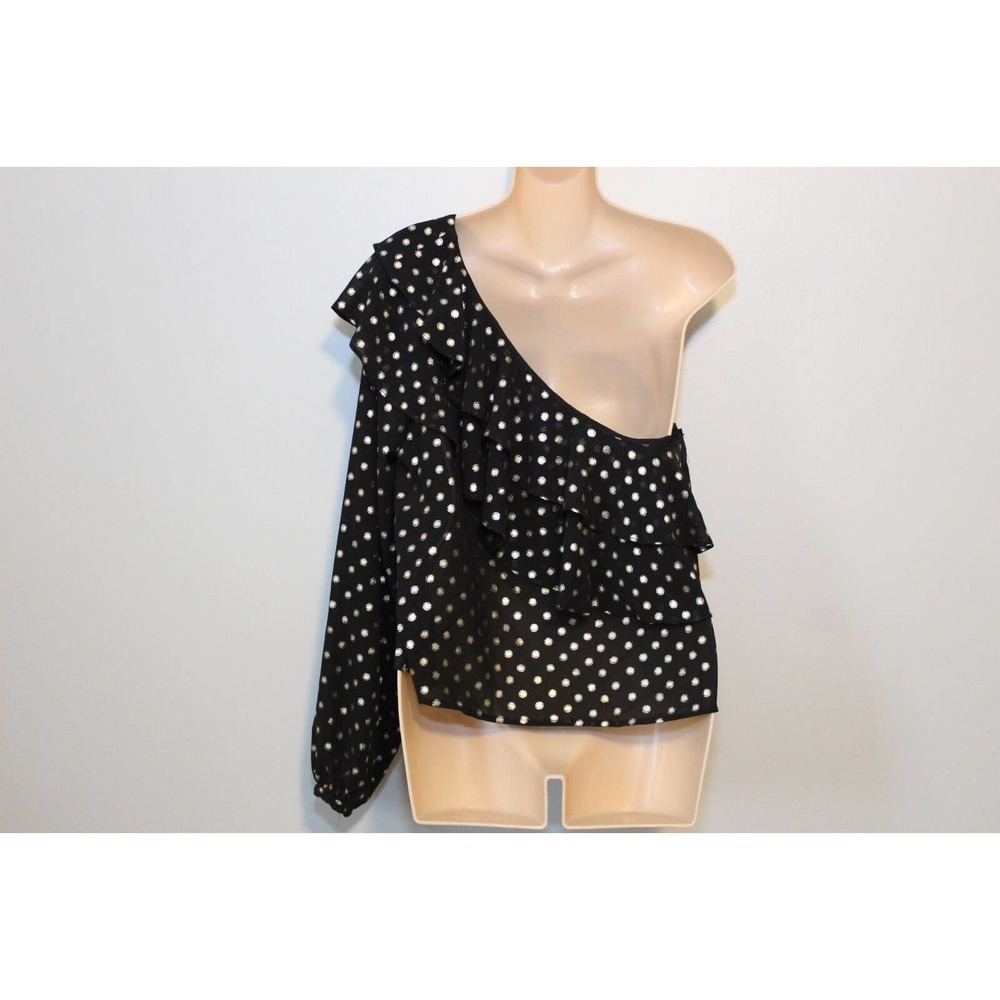 Yumi Kim Sparks Fly One Shoulder Top Hot Spot Gold Polka Dot Size Small H14647 - Picture 7 of 11